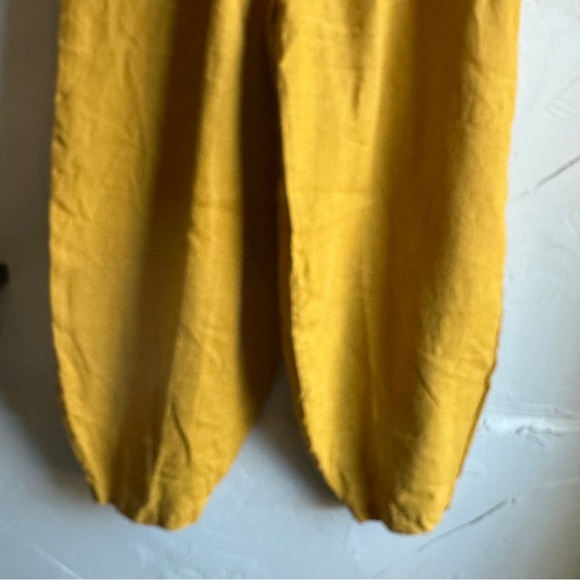 LenOk 100% Linen Harem Pants Mustard Boho Barrel Leg Pockets M - Picture 6 of 12